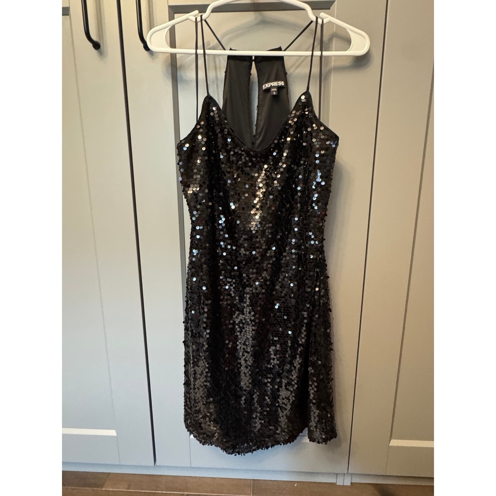 Express Sequin Short Dress Black - Size M - Cocktail, Party, Holiday Event